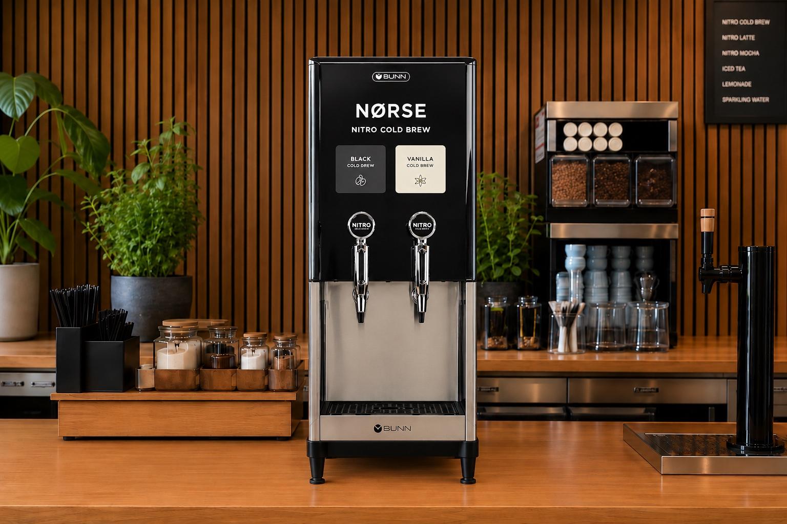 BUNN Nitron® serving NØRSE concentrate on a café counter